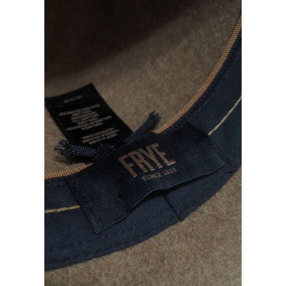 FRYE Felt Fedora Hat Tumbleweed Tan Wool‎ Tall Crown Leather Band Western Size M - Picture 6 of 7